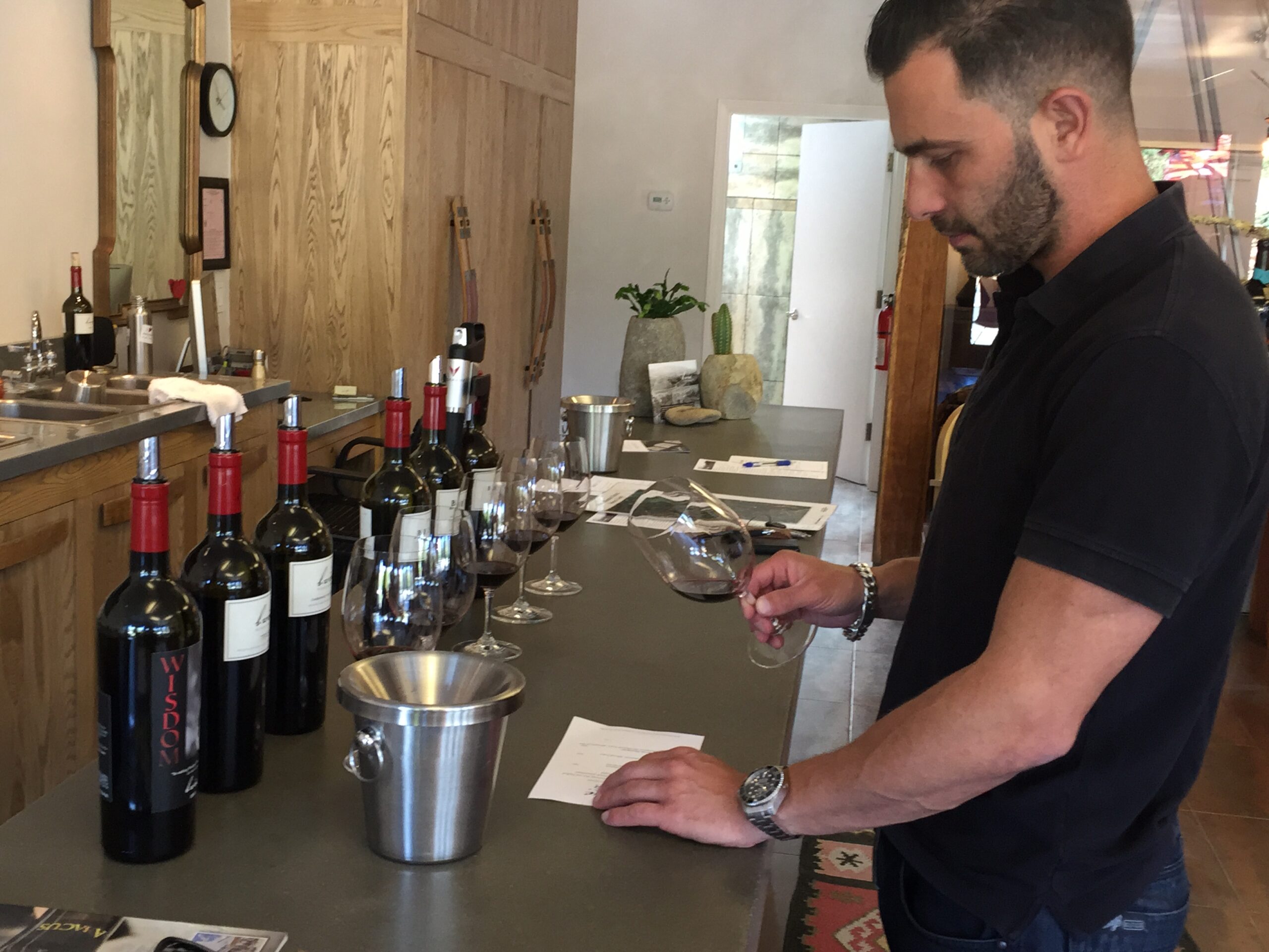 Leigh personally tasting wine